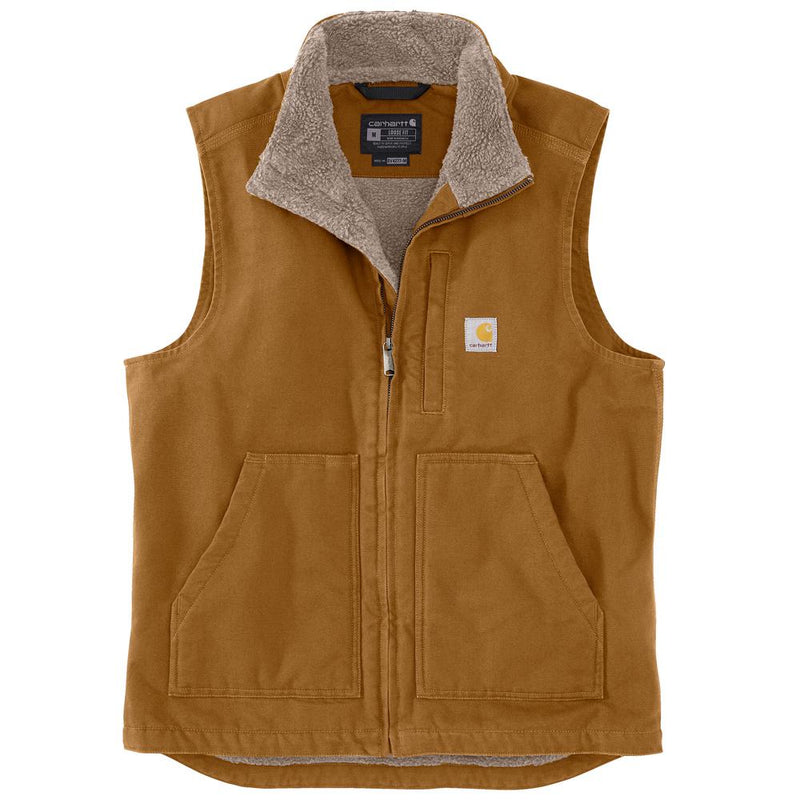 104277- Carhartt Washed Duck Sherpa Lined Mock Neck Vest (Stocked in Canada)