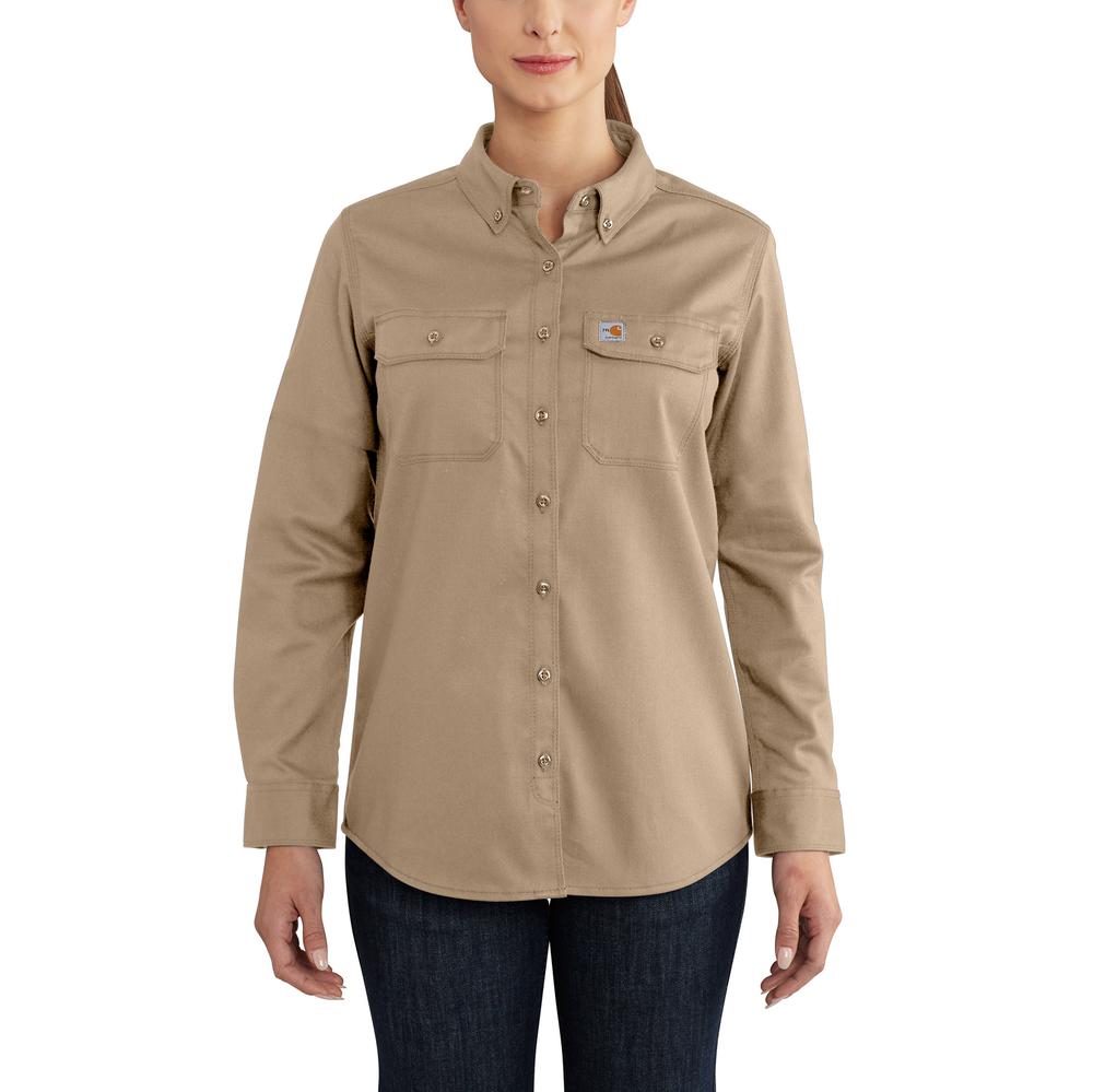 102459 - Carhartt Women's Flame Resistant Relaxed Fit Rugged Flex Twill Shirt (Stocked In USA)