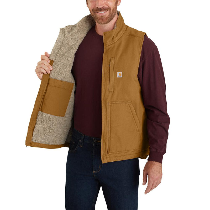 104277- Carhartt Washed Duck Sherpa Lined Mock Neck Vest (Stocked in Canada)