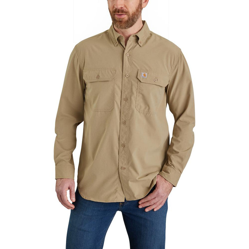 105291 - Force Relaxed Fit Lightweight Long-Sleeve Button Down Shirt (Stocked In USA)