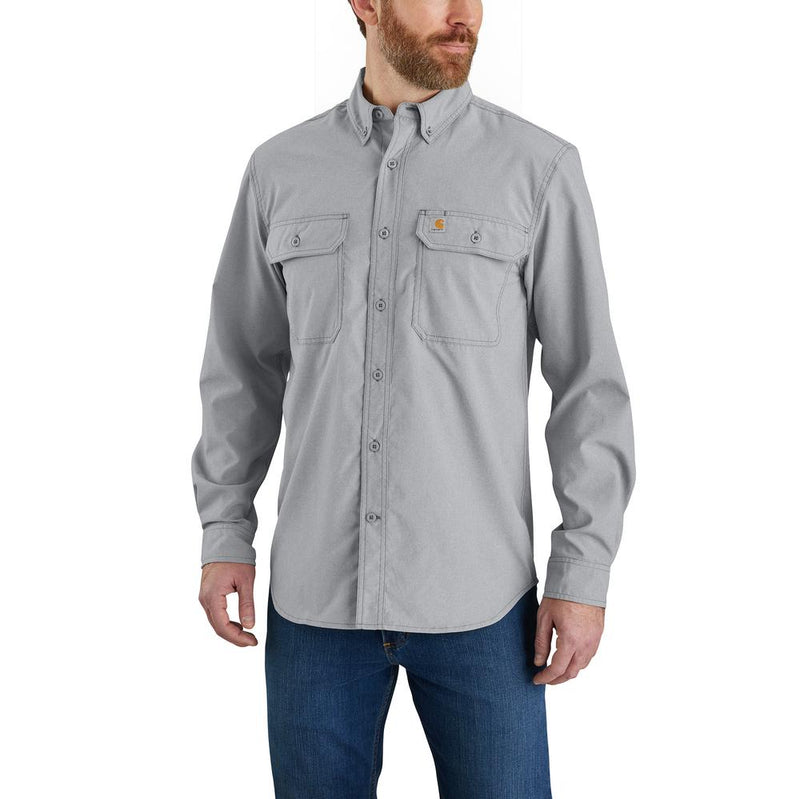 105291 - Force Relaxed Fit Lightweight Long-Sleeve Button Down Shirt (Stocked In USA)