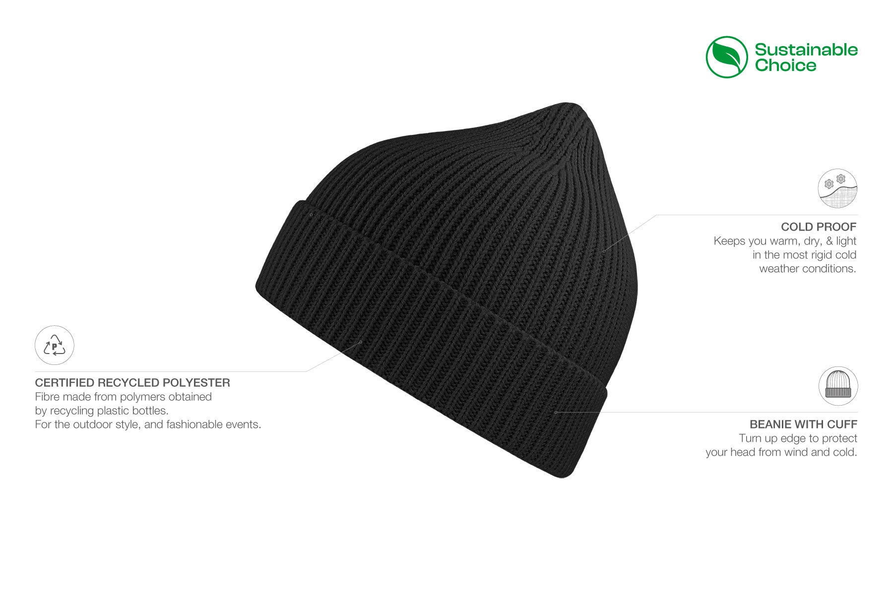 ANDY Atlantis Fine Rib Knit Beanie with Cuff (Stocked In Canada)